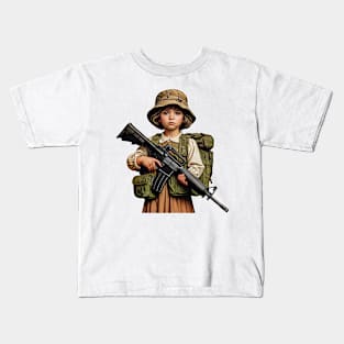 The Little Girl and a Toy Gun Kids T-Shirt